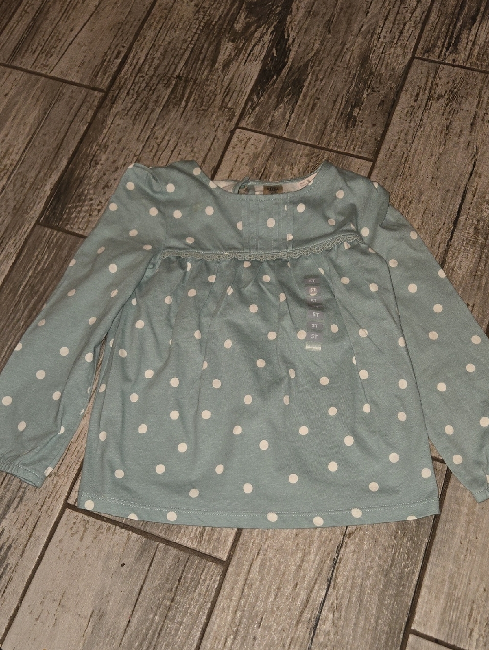 OshKosh B'gosh Light Blue Polka Dot Long-Sleeve Top